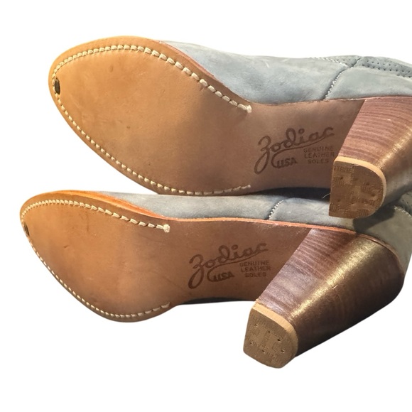 VTG Womens NOS Cowboy Boots ZODIAC USA Grey Suede Heeled Costal Cowgirl Size 8M - Picture 6 of 11